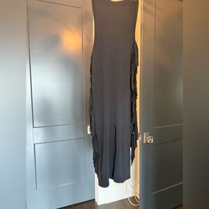 Black Strapless Tube Dress with side fringe